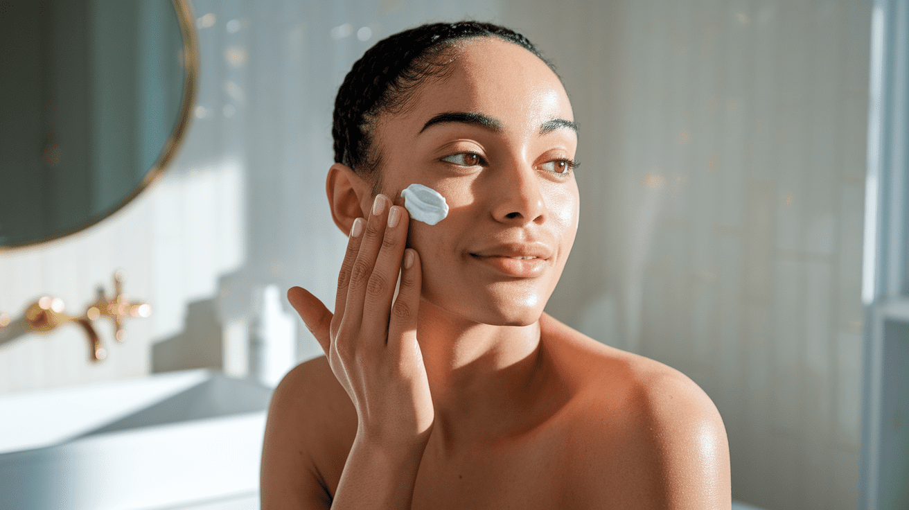 woman applying spf sunscreen