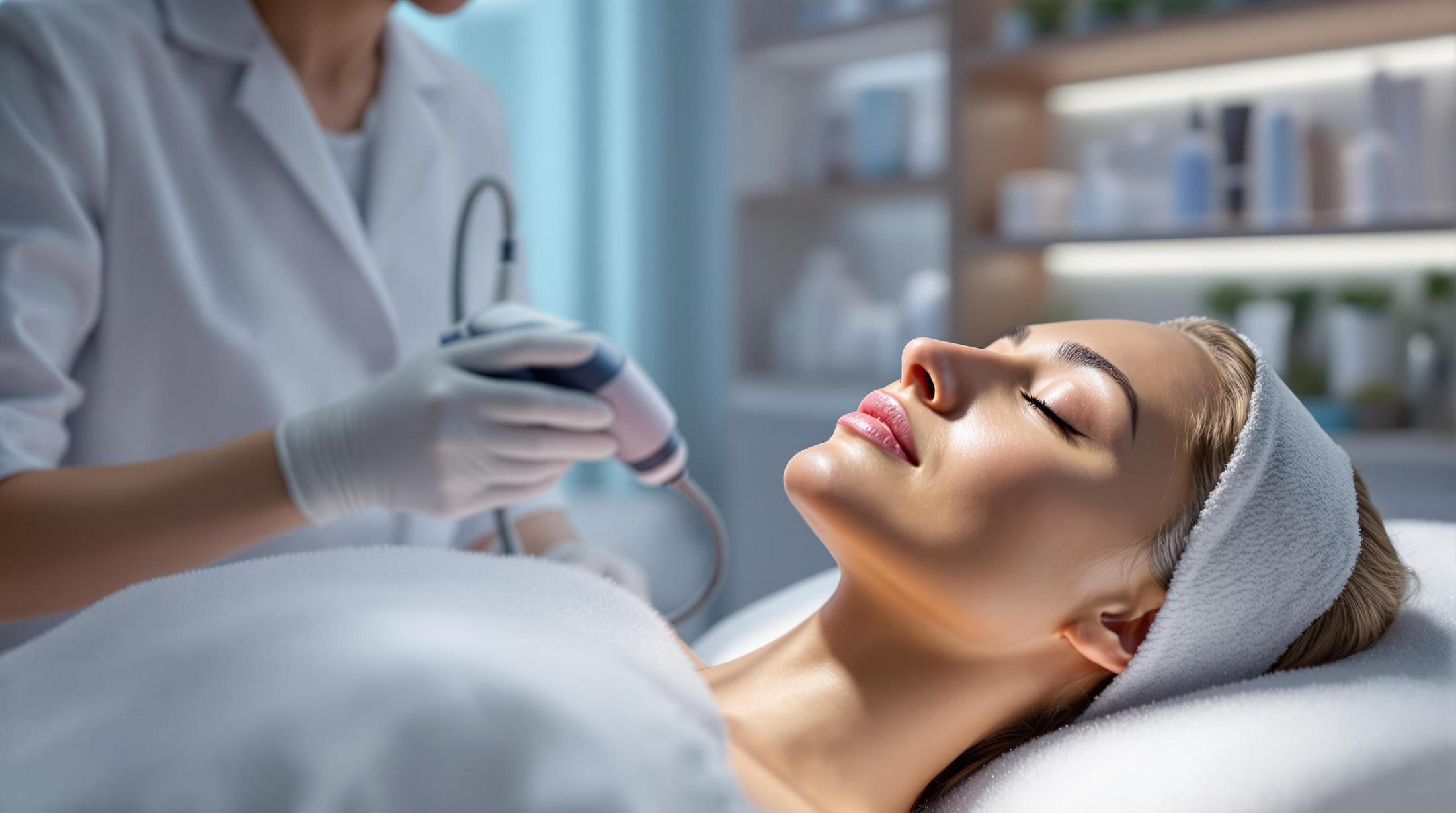 a patient undergoing a professional skincare procedure using advanced laser technology 1