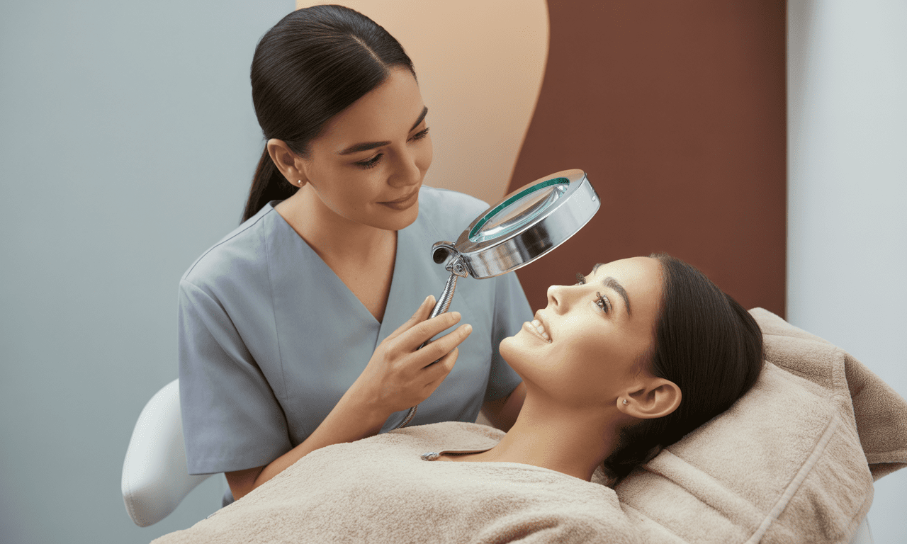 shrink pores facial examination