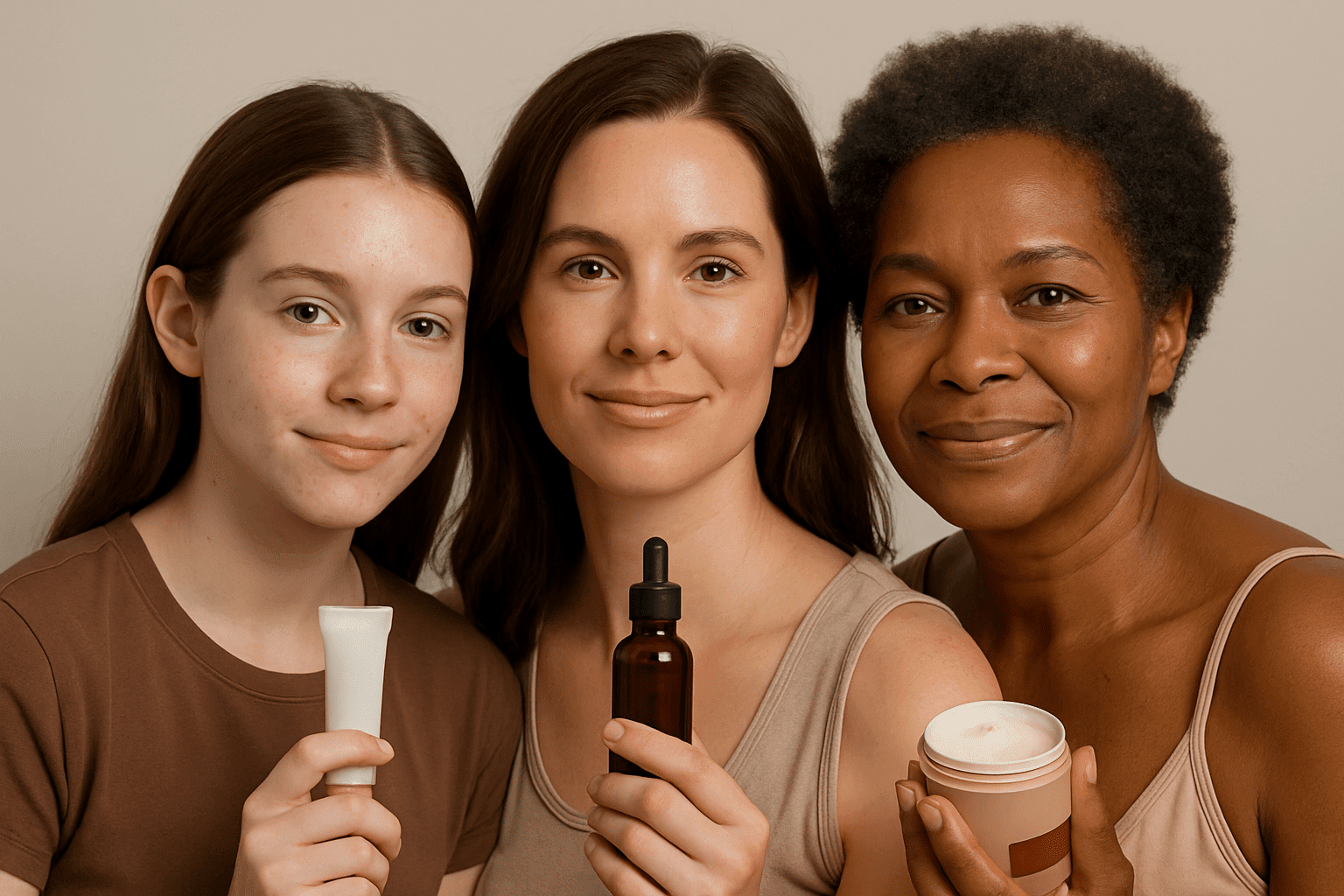 2025 08 skincareinstitute.net three women with skincare products v1