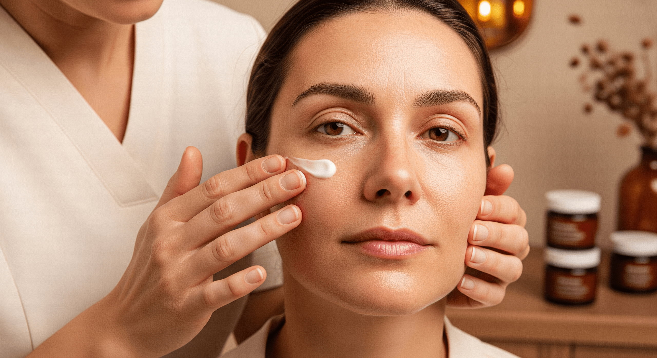 2025 12 skincareinstitutenet img eye cream application v1 skin care institute - aesthetician applying eye cream under a client’s eye during a skincare treatment.