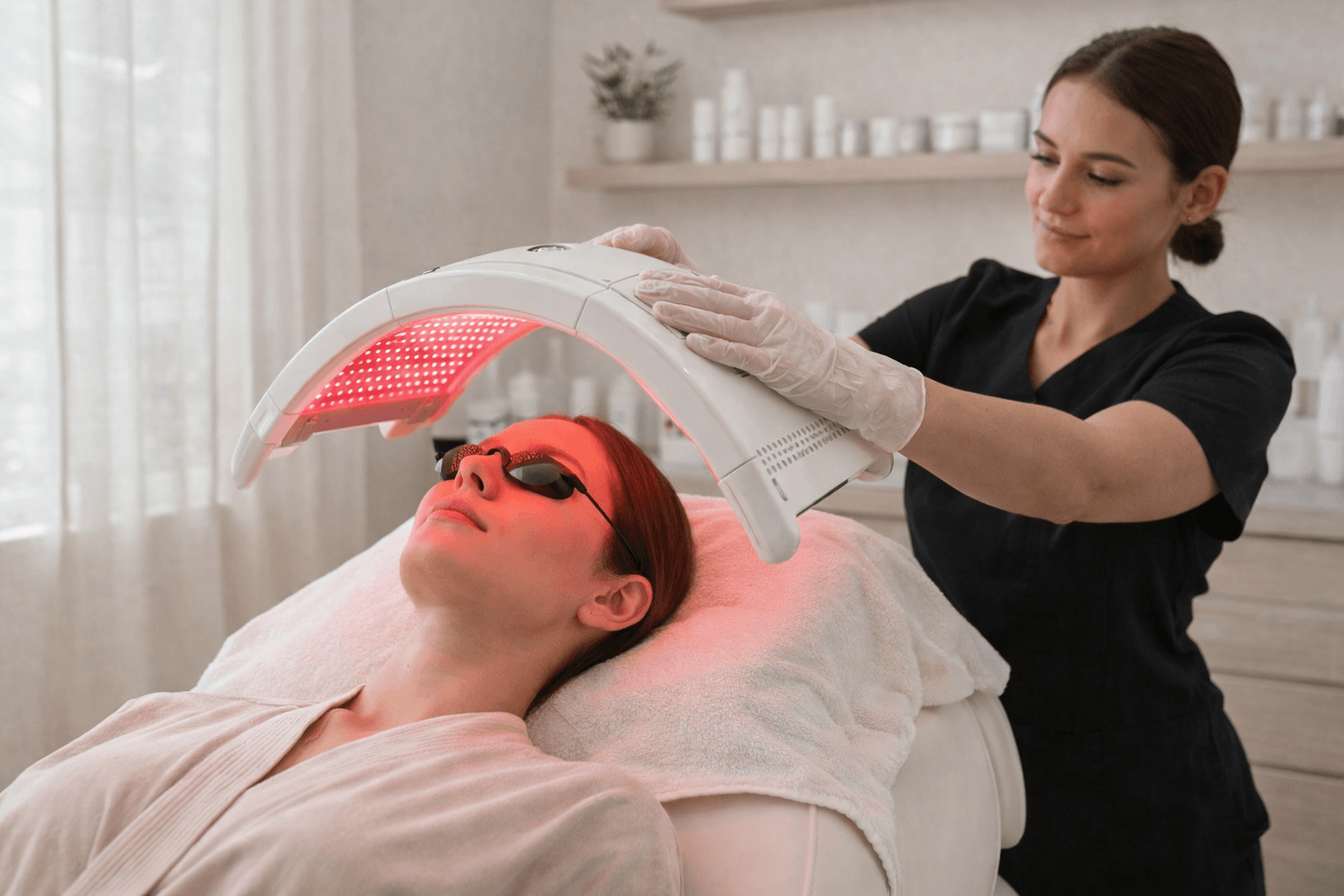 skincare provider showing botox and juvederm treatment differences on a tablet