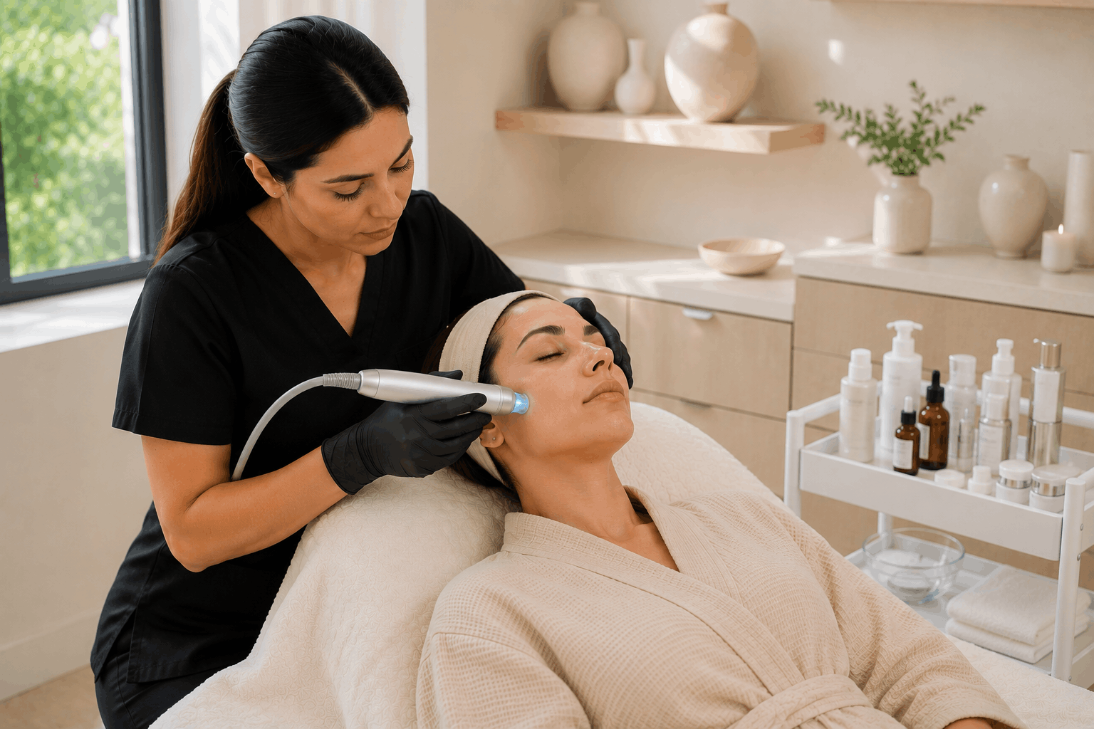 clear and brilliant maintenance laser facial treatment session.