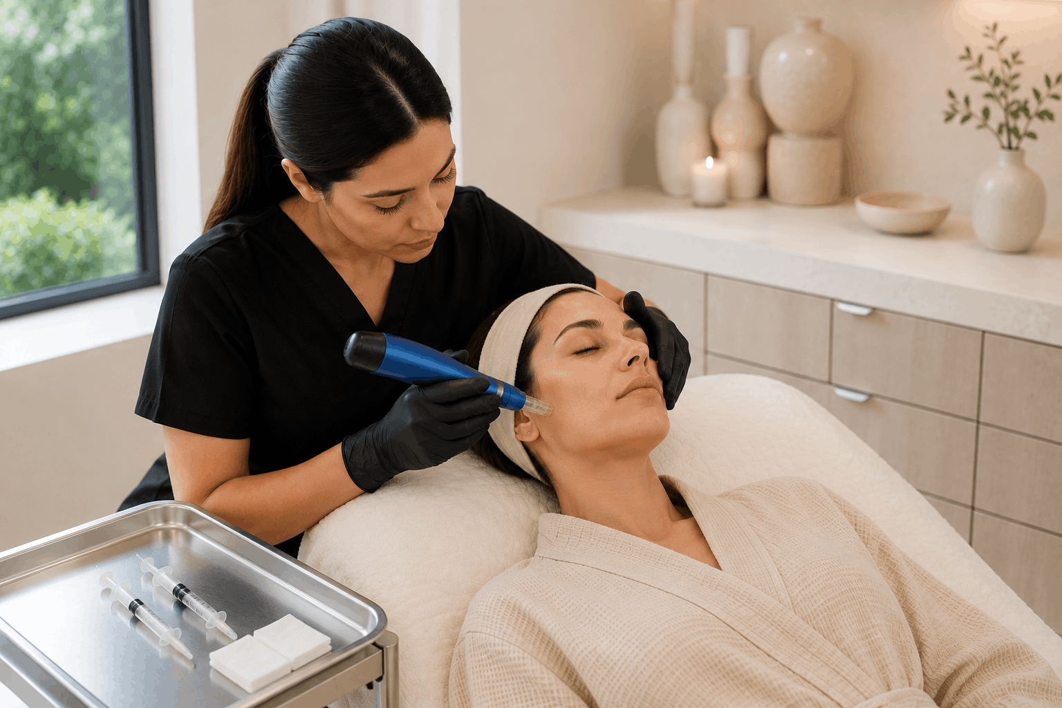 prp vs exosomes microneedling treatment for skin rejuvenation.