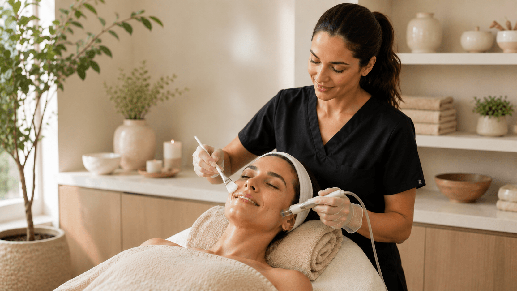2026 09 skincareinstitutenet img facial skin treatment v1 skin care institute - aesthetic provider performing a facial skin treatment on a patient