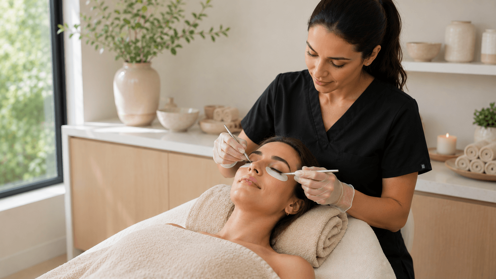 2026 09 skincareinstitutenet img under eye treatment v1 skin care institute - aesthetic provider performing an under-eye cosmetic treatment on a patient