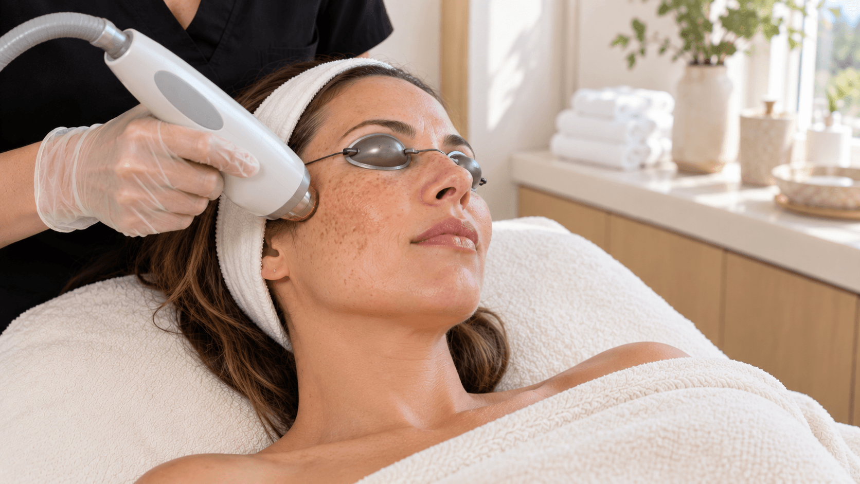 2026 10 skincareinstitutenet img laser skin treatment v1 skin care institute - woman receiving a laser skin treatment on her cheek at a skincare clinic.