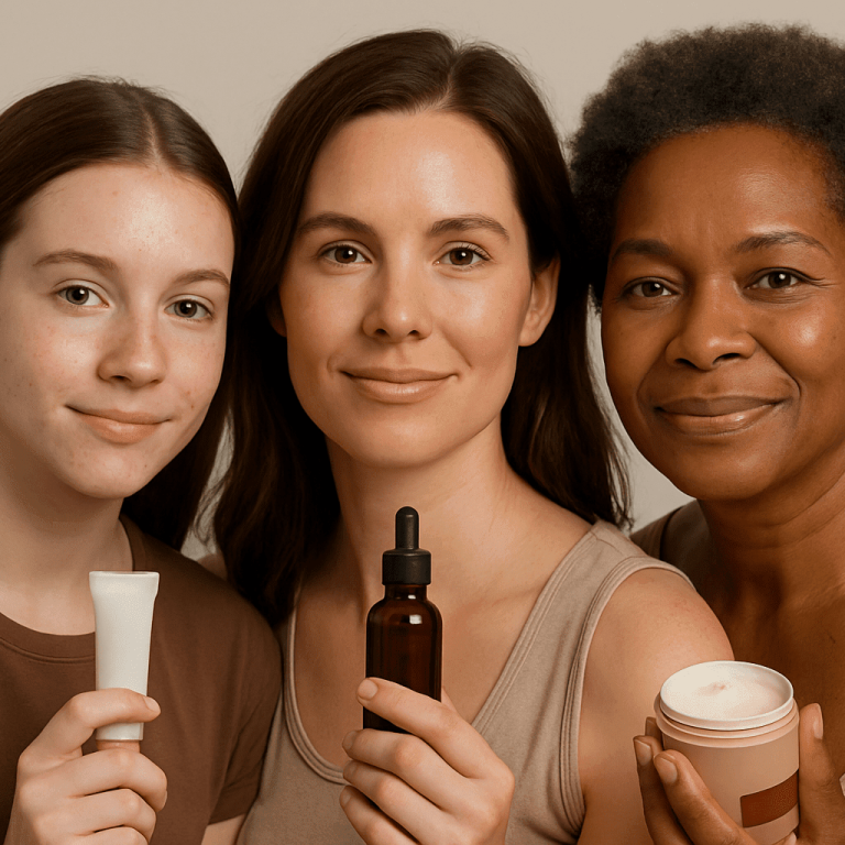 2025 08 skincareinstitute.net three women with skincare products v1