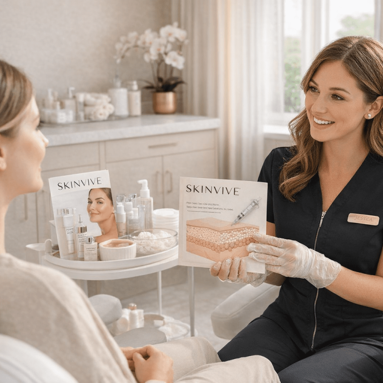 Provider explaining Skinvive treatment with visual guide