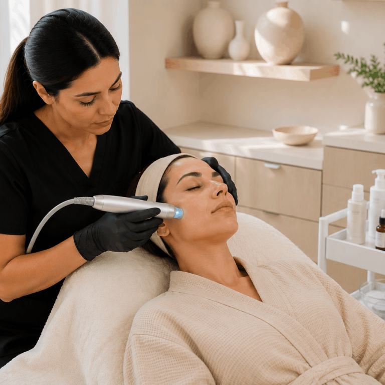 Clear and Brilliant maintenance laser facial treatment session.