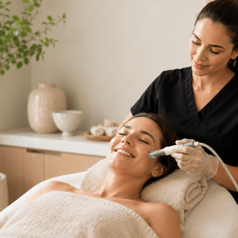Aesthetic provider performing a facial rejuvenation treatment on a patient