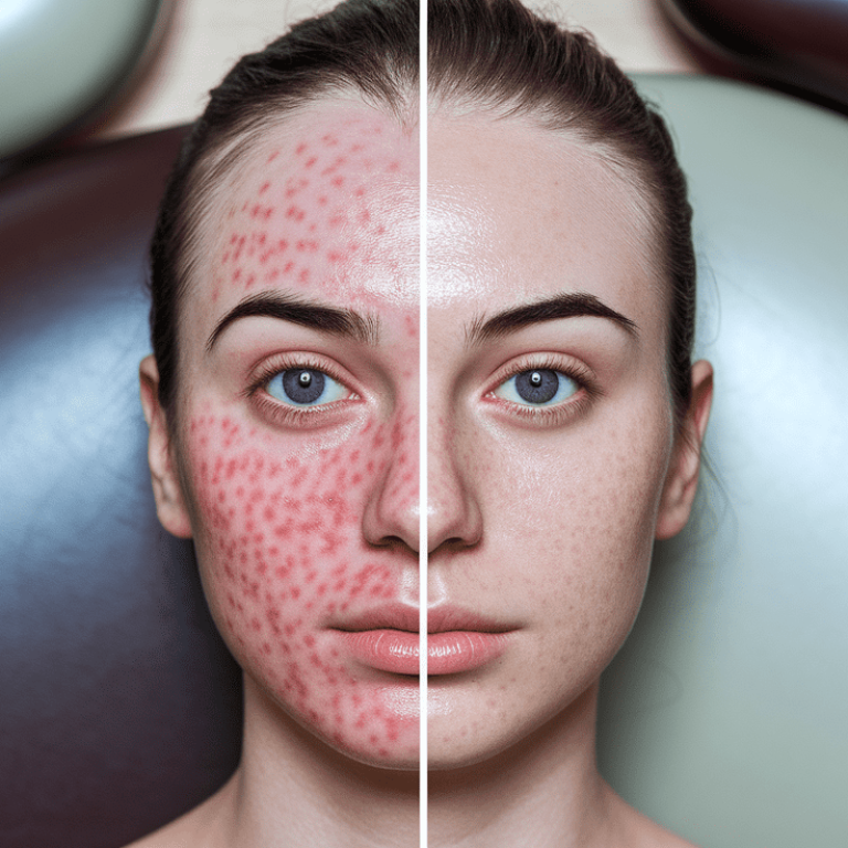 acne treatments on a patient close up face clear face