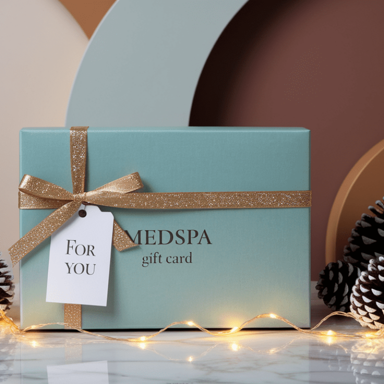Medspa gift card wrapped in holiday packaging in Tulsa, symbolizing a gift that keeps on giving