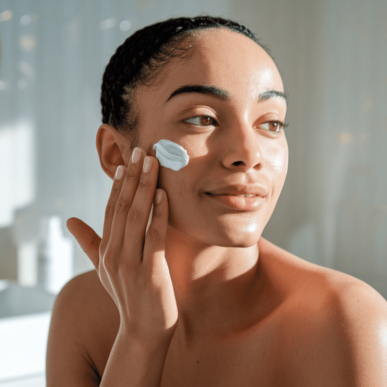 woman applying spf sunscreen